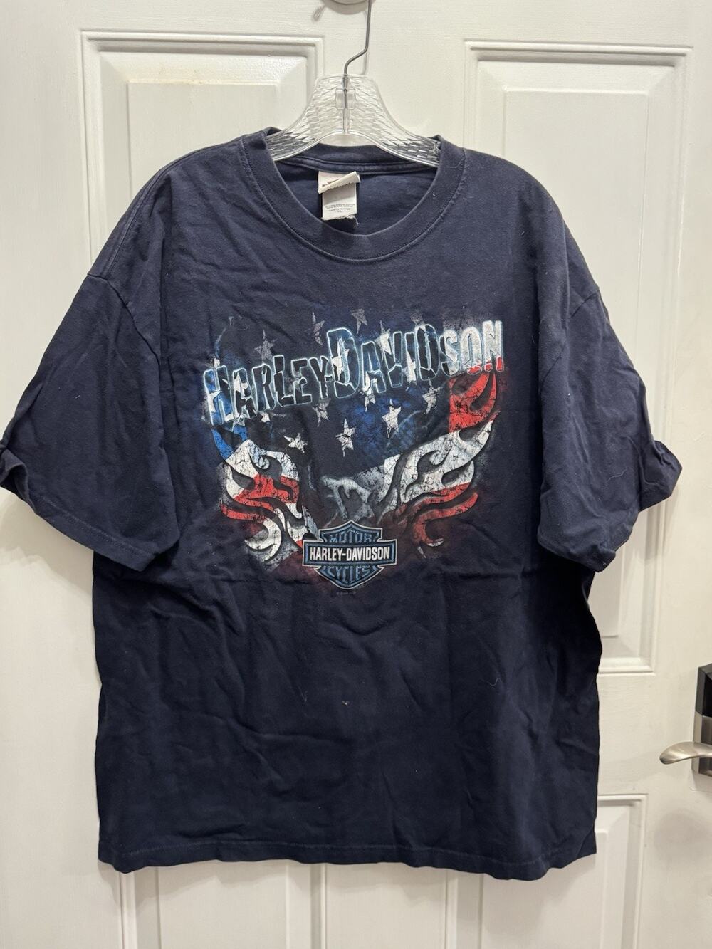Harley-Davidson T-Shirt Sz XL Navy Blue 2009 Palm Bay Florida Shark Biker